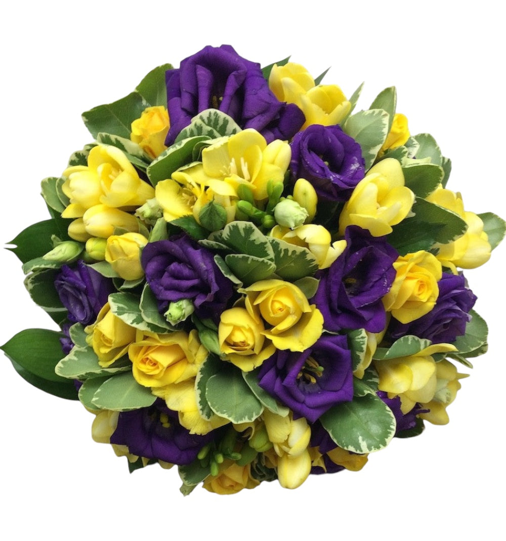 Buchet cununie galben si mov