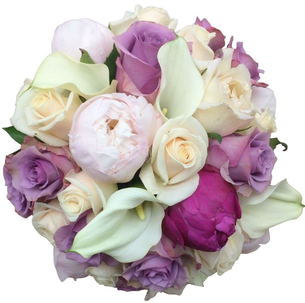 Buchet mireasa pastel cale si bujori