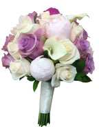 Buchet mireasa pastel cale si bujori