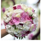 Bridal bouquet of white and pink hydrangea