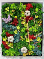 Tablou licheni stabilizati si elemente decorative