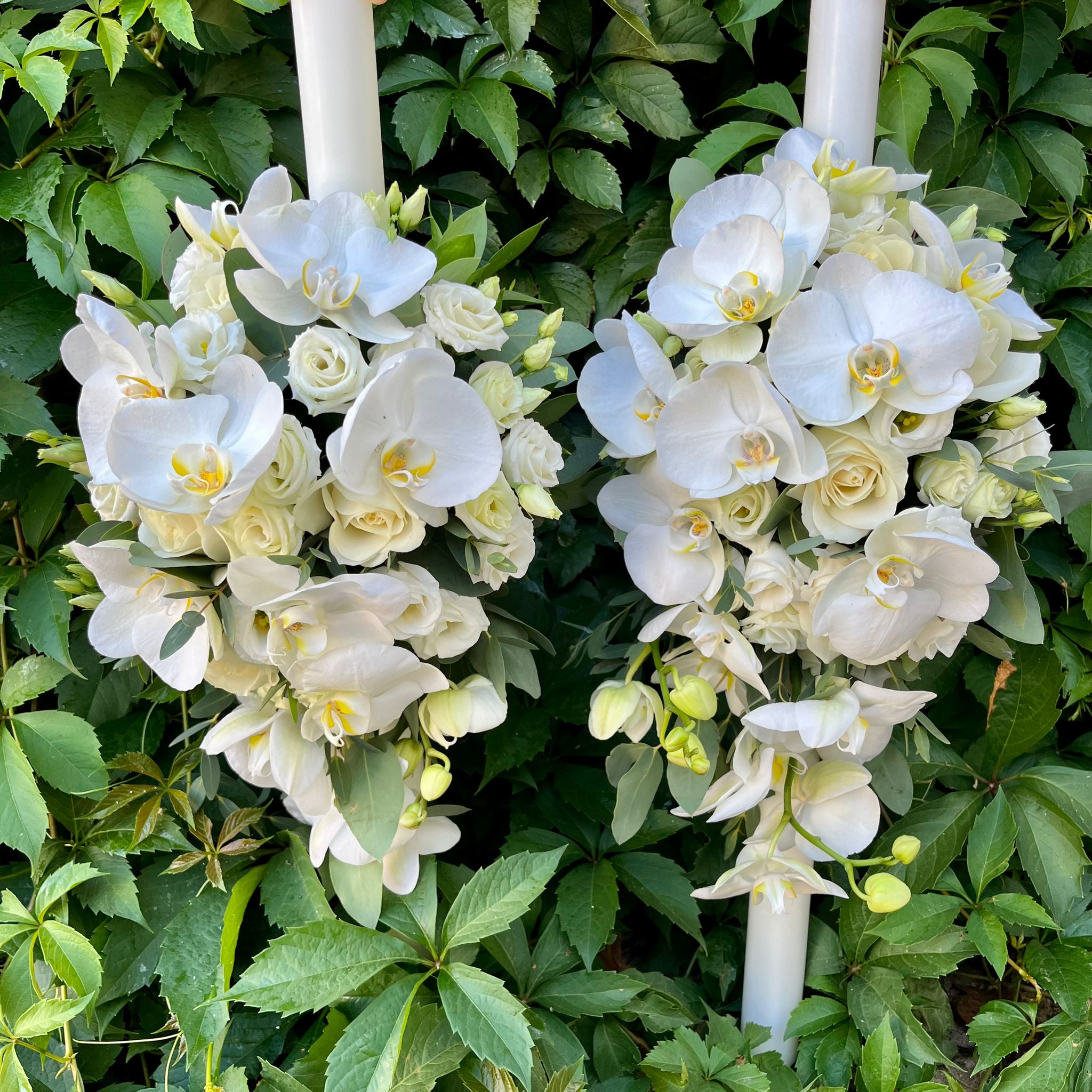 Lumanari cununie trandafiri si orhidee