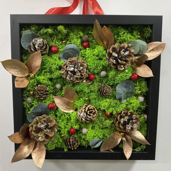 Stabilized lichen painting - Christmas arrangement