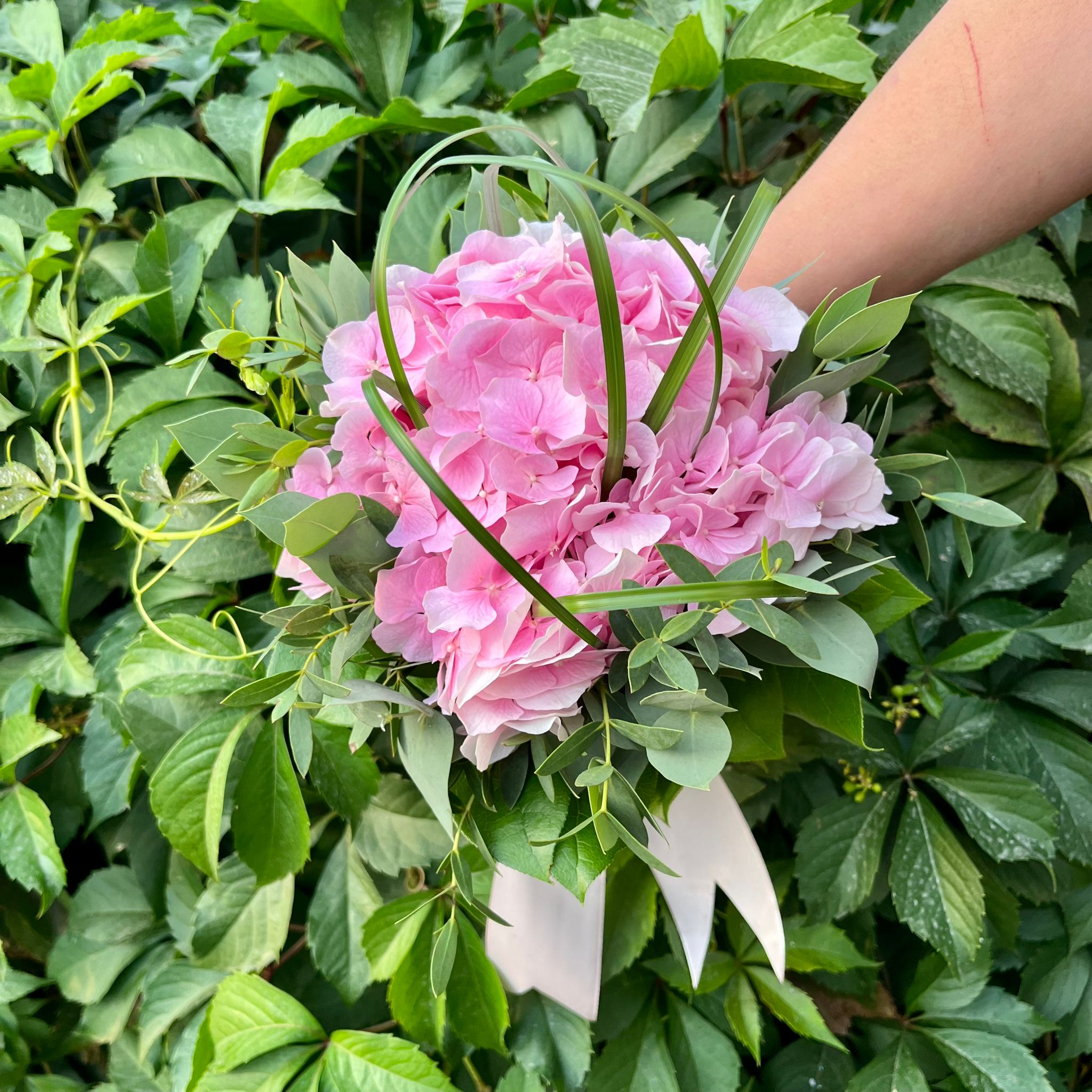 Bridesmaid bouquet with pink hydrangea