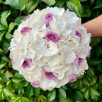 Hydrangea and roses wedding bouquet