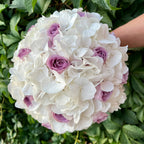 Hydrangea and roses wedding bouquet