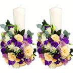 Lumanari nunta scurte minirose peach