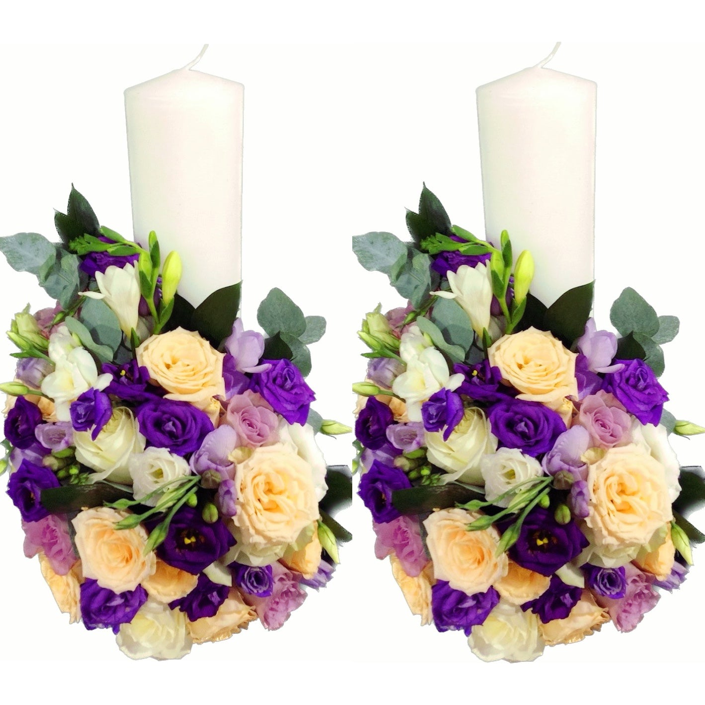 Lumanari nunta scurte minirose peach