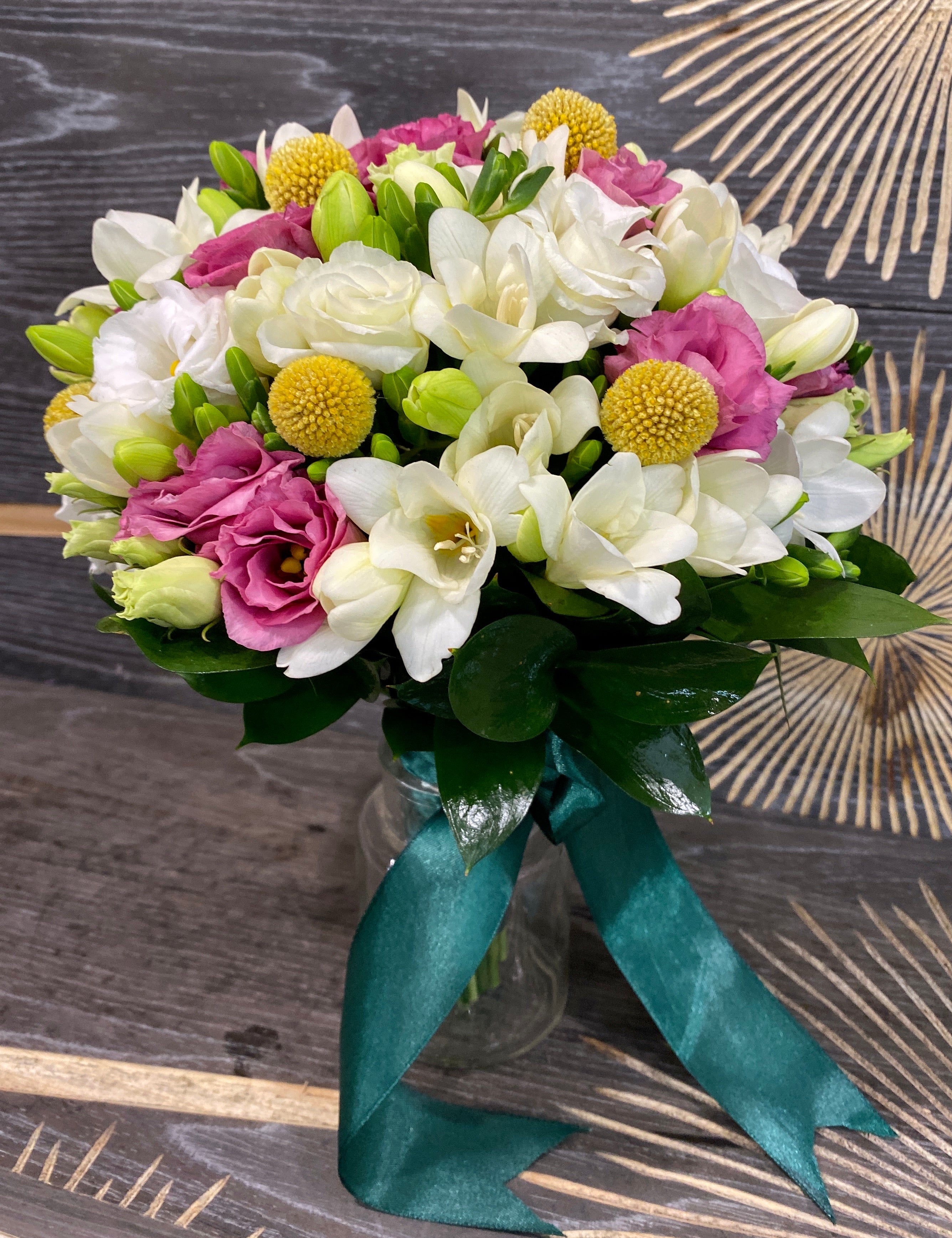 Elegant bridal bouquet of pink flowers