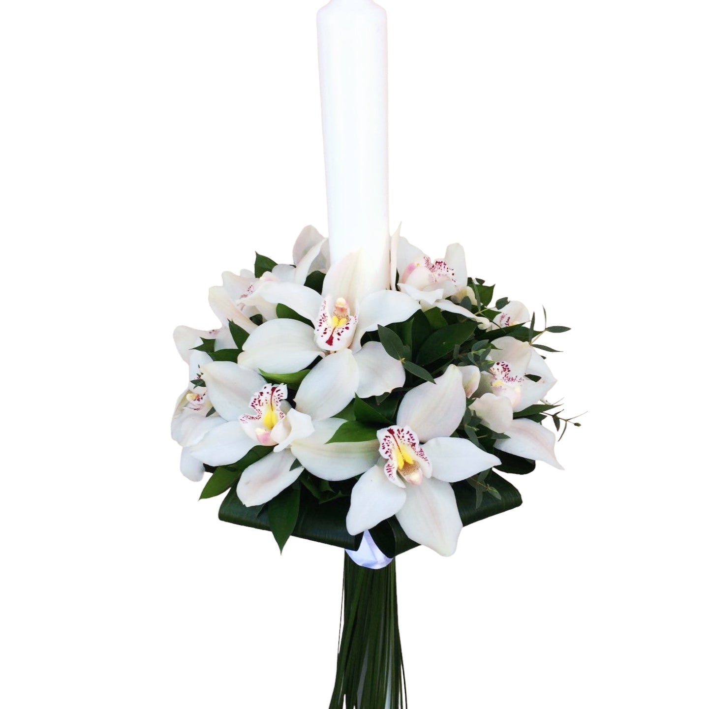 Lumanare botez din orhidee cymbidium alba