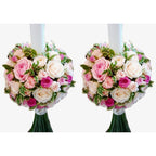 Lumanari de cununie din minirose, trandafiri si pittosporum