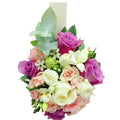 Lumanare botez scurta - mix de trandafiri in culori pastel