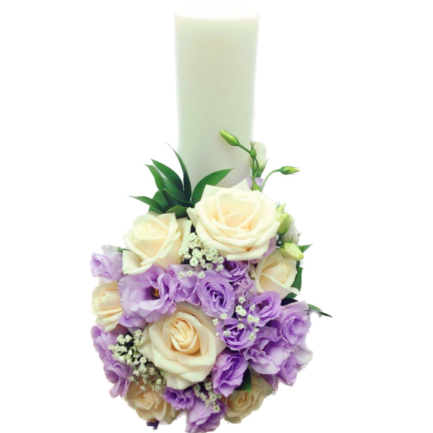Lumanare botez scurta lisianthus lila
