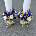 Lumanari nunta scurte bumbac si limonium