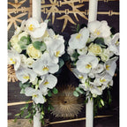 Lumanari cununie trandafiri si orhidee