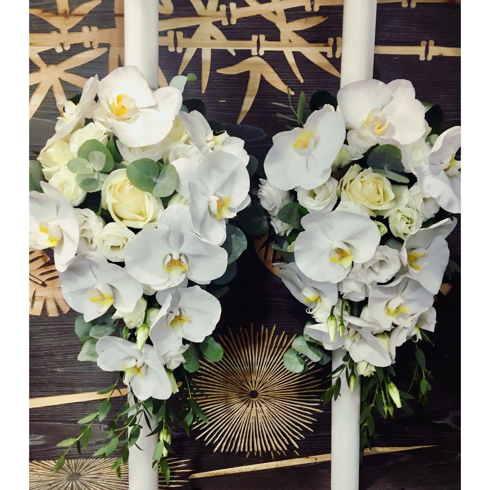 Lumanari cununie trandafiri si orhidee