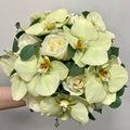 Wedding bouquet green cymbidium and roses