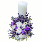 Lumanare botez scurta bumbac si limonium