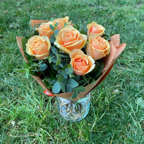 Buchet de oferit cu 7 trandafiri