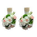 Lumanari de cununie scurte hortensie si minirose