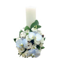 Short christening candle for boys phalaenopsis and lisianthus orchids