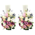 Short wedding candles mix of roses and lavender