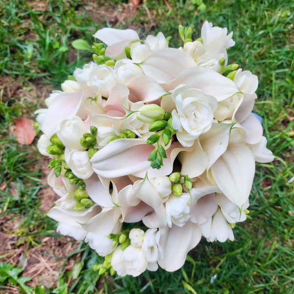 Bridal bouquet of calla and freesias