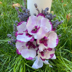 Lumanare botez scurta orhidee si lavanda