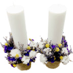 Lumanari nunta scurte bumbac si limonium