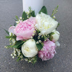 Lumanari cununie bujori albi si roz