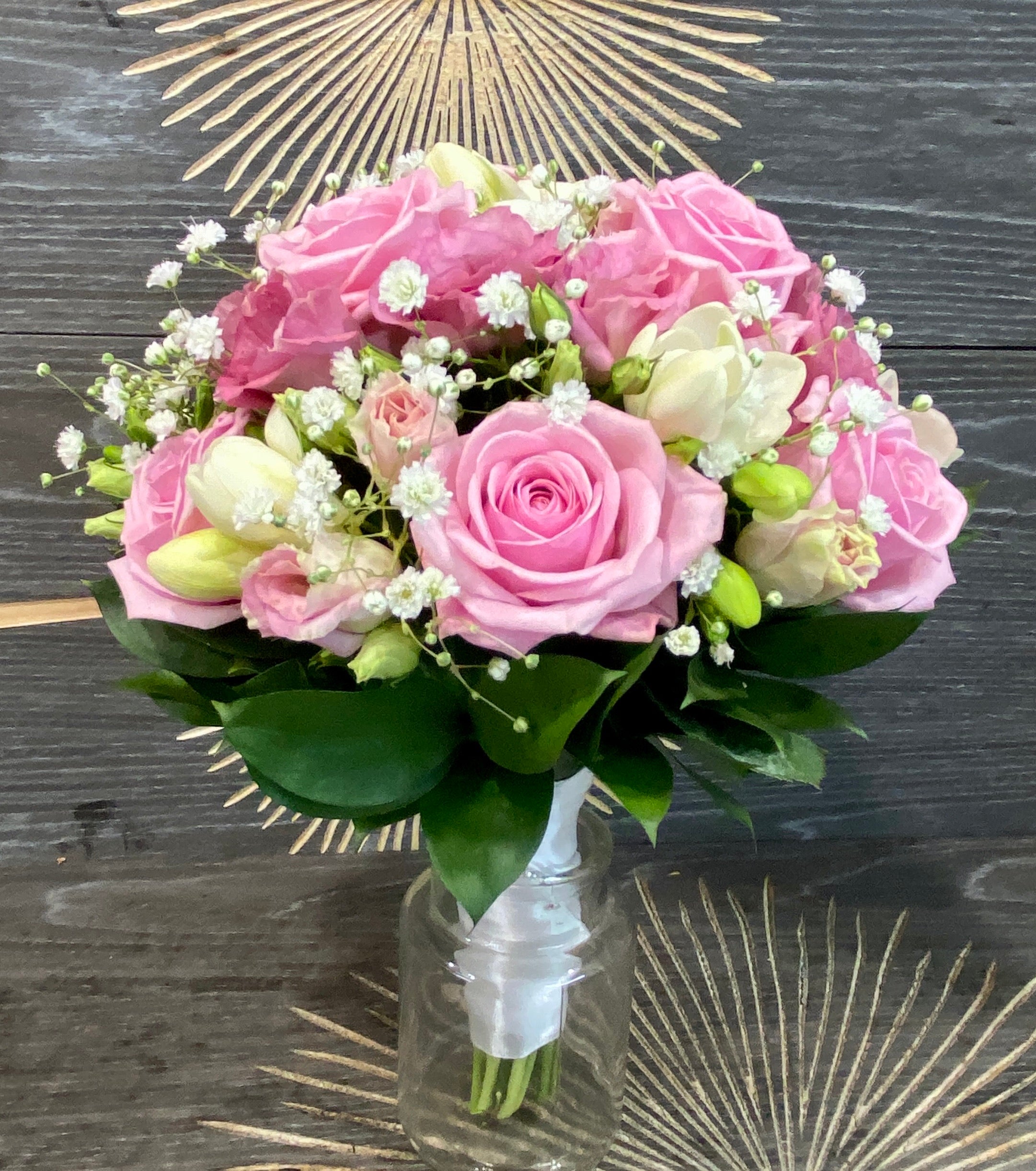 Buchet cununie lisianthus roz