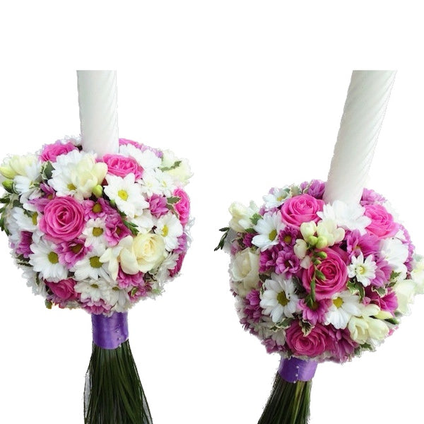 Wedding candles mix of flowers