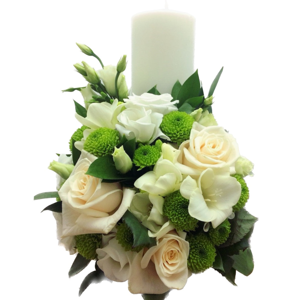 Lumanare botez scurta lisianthus si santini