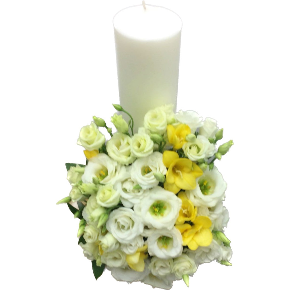 Lumanare botez scurta lisianthus si frezii