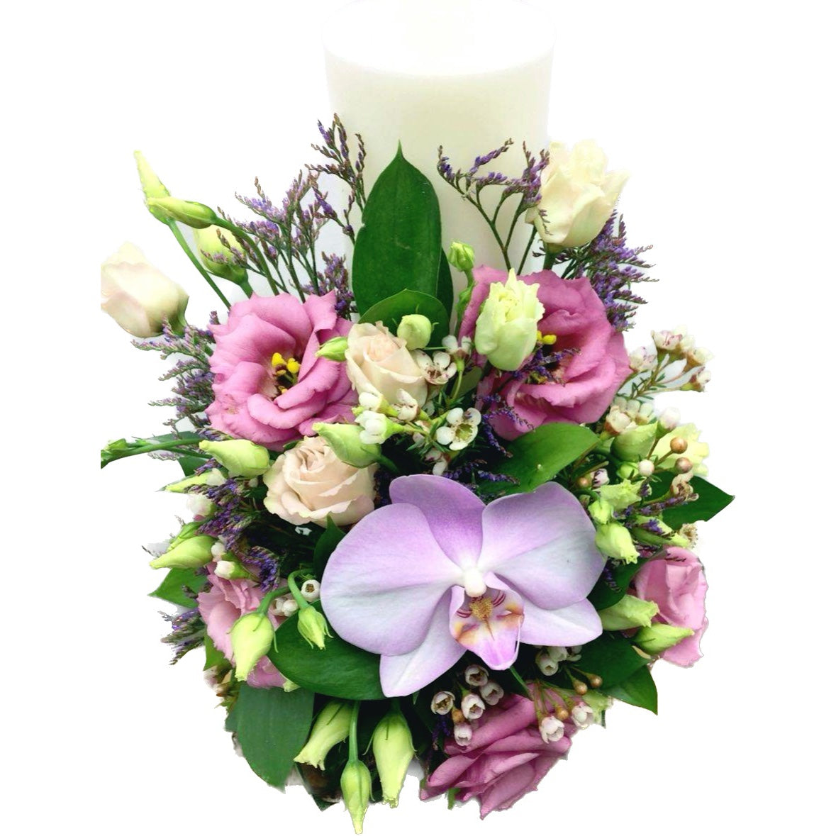 Lumanare botez fete lisianthus roz