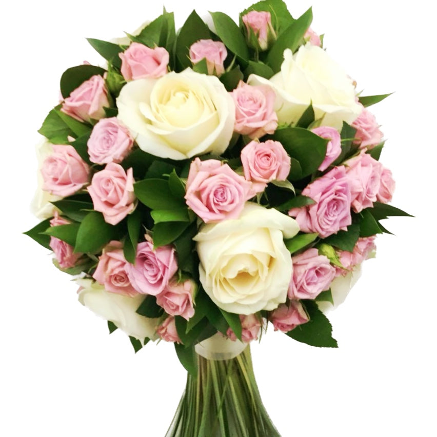 Baptism candle pink mini roses and roses