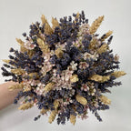 Buchet cununie rustic cu spice de grau si wax flowers