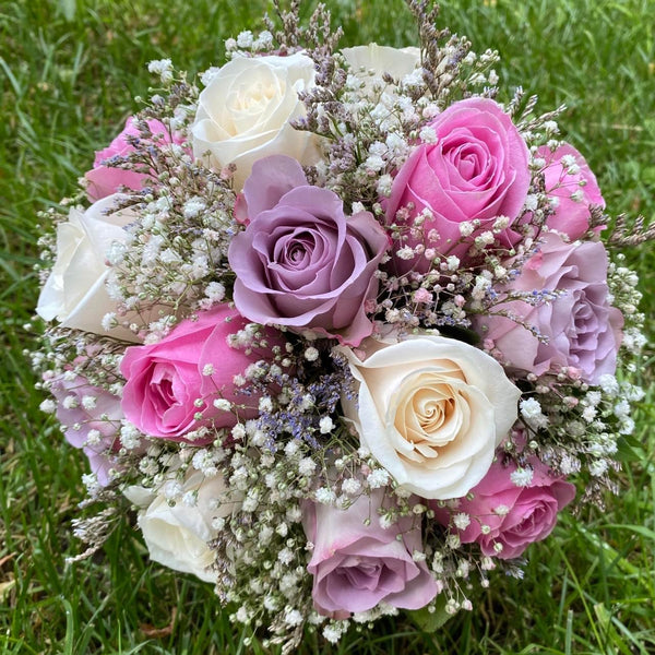 Wedding bouquet mix of pastel roses