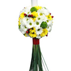 Lumanare de botez cu margarete, santini si hypericum