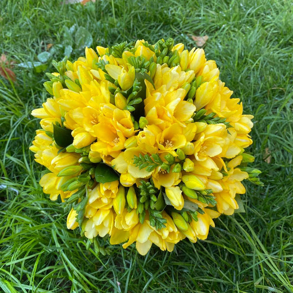 Yellow freesia wedding bouquet