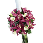 Lumanari nunta orhidee grena si frezii albe