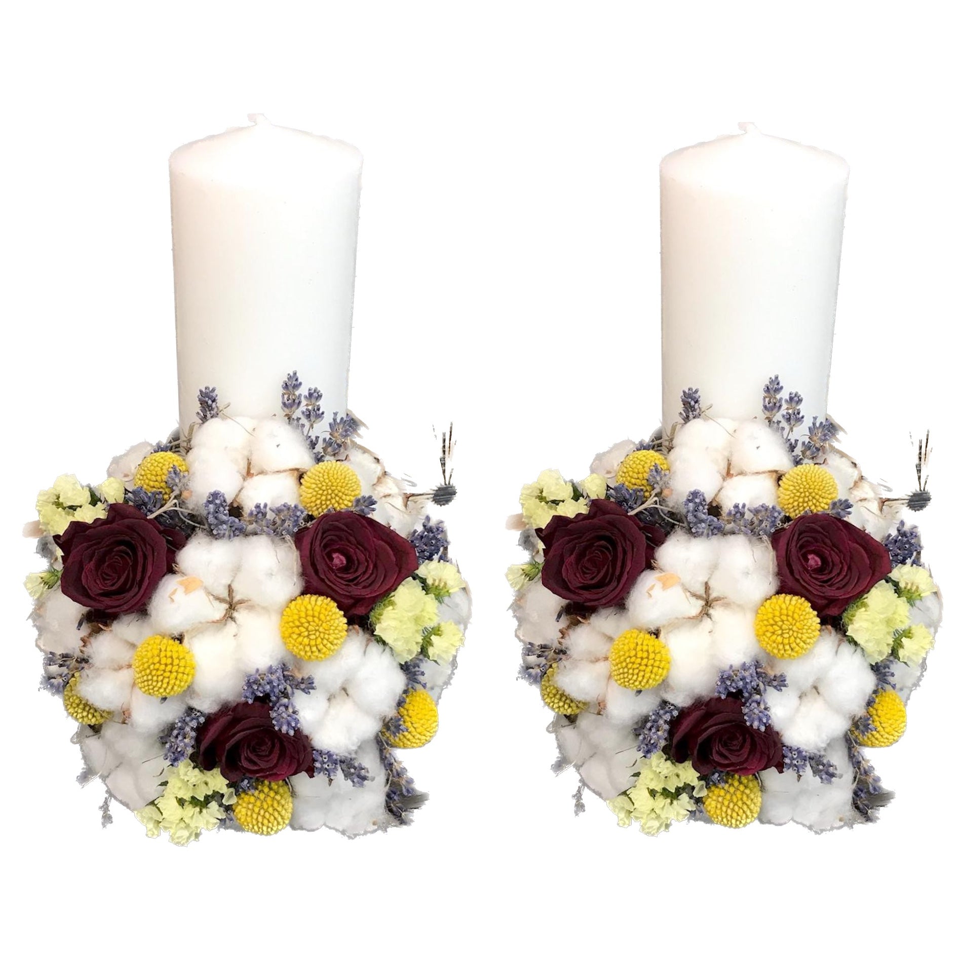 Lumanari cununie cu trandafiri criogenati