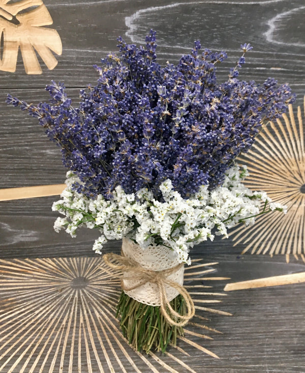 Lavender and white limonium bridal bouquet