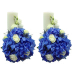 Lumanari cununie scurte hortensie si lisianthus