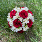 Buchet nasa trandafiri rosii si minirose