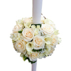 Lumanare botez cu trandafiri crem si minirose