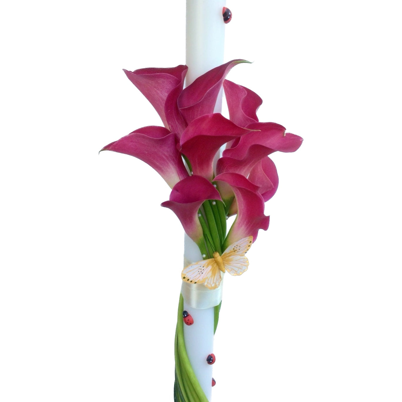 Baby girl baptism candle pink way