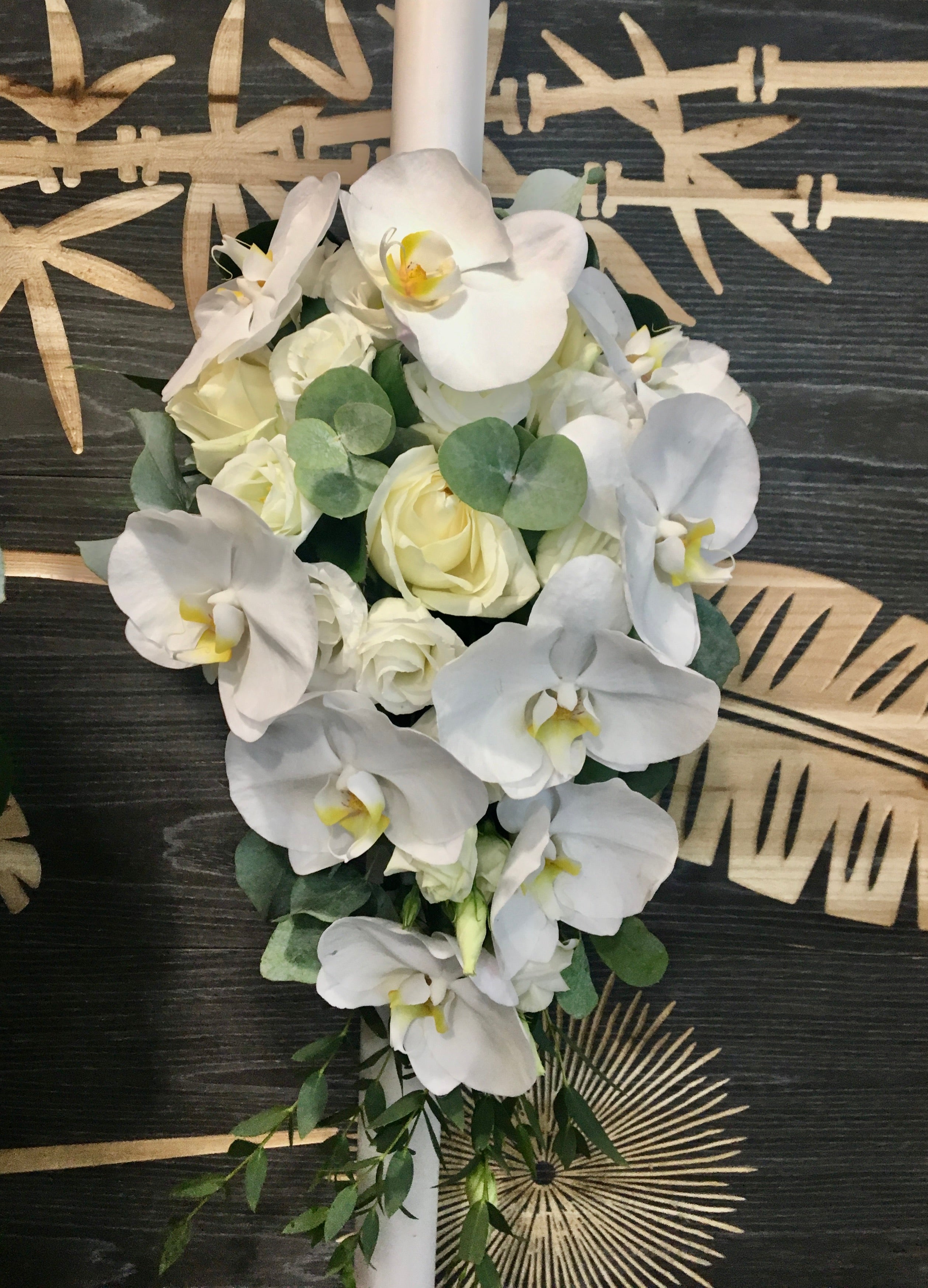 Lumanari cununie trandafiri si orhidee