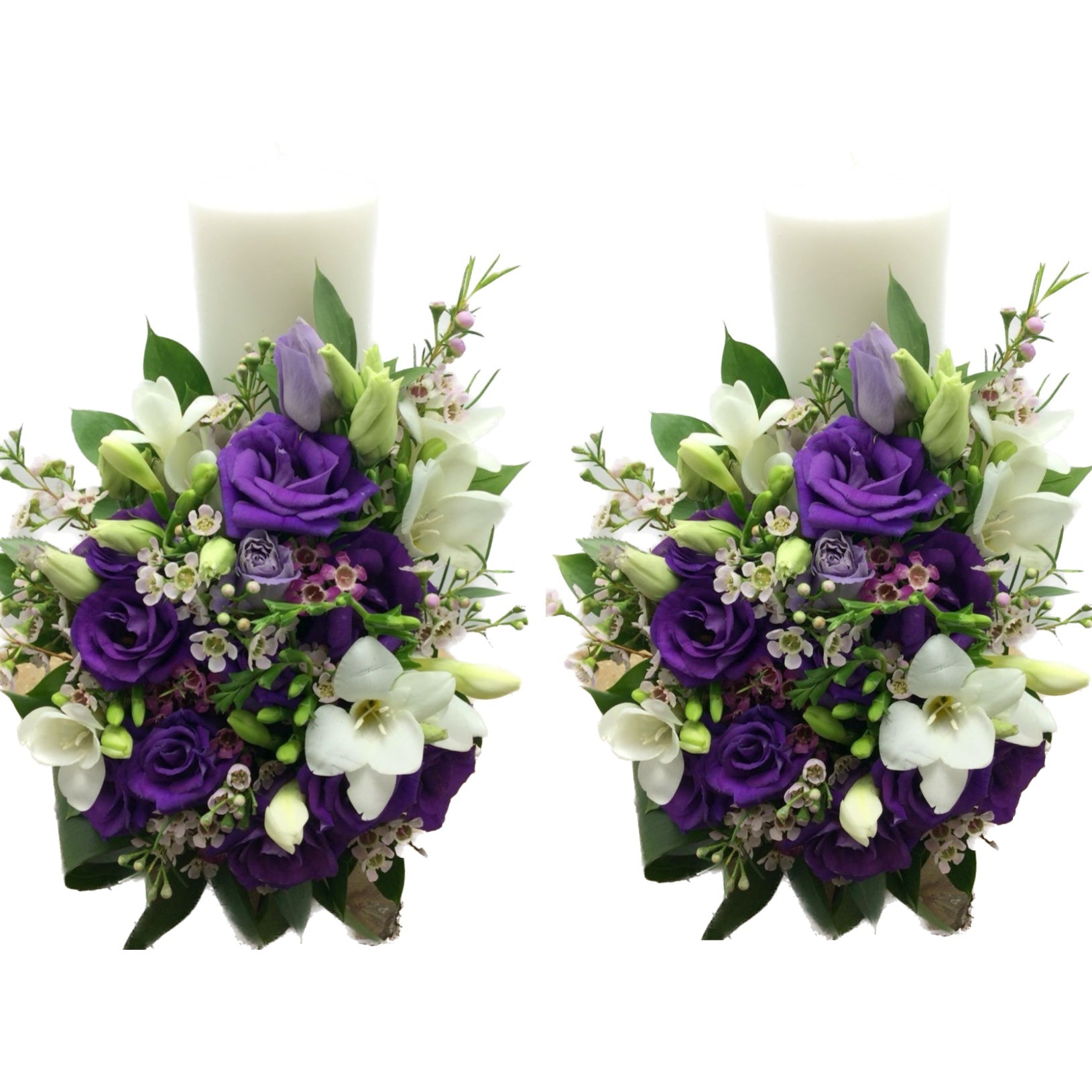 Lumanari cununie scurte lisianthus si frezii