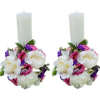 Lumanari cununie scurte bujori albi